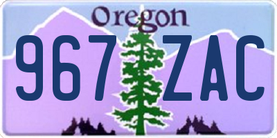 OR license plate 967ZAC