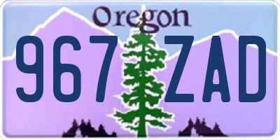 OR license plate 967ZAD