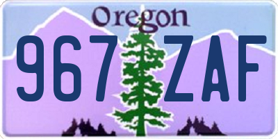 OR license plate 967ZAF
