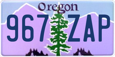 OR license plate 967ZAP
