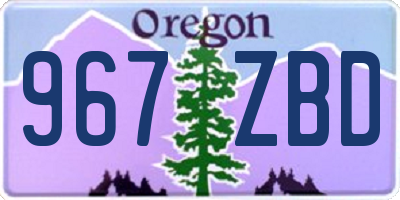 OR license plate 967ZBD