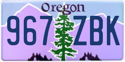 OR license plate 967ZBK