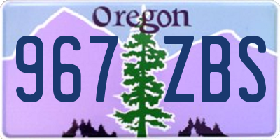 OR license plate 967ZBS