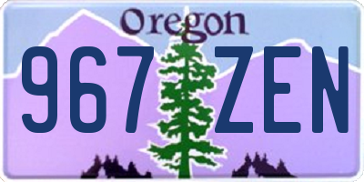 OR license plate 967ZEN