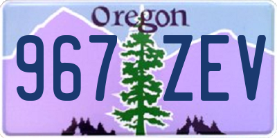 OR license plate 967ZEV