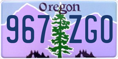 OR license plate 967ZGO