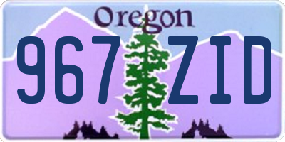 OR license plate 967ZID