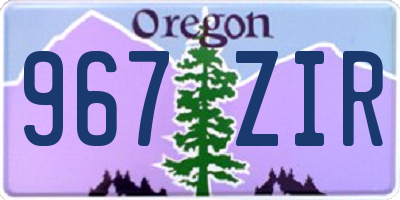 OR license plate 967ZIR