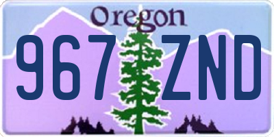 OR license plate 967ZND