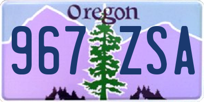OR license plate 967ZSA