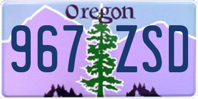 OR license plate 967ZSD