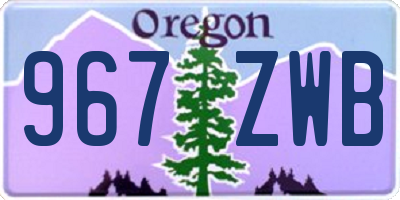 OR license plate 967ZWB