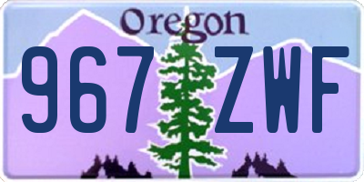 OR license plate 967ZWF