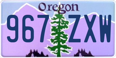OR license plate 967ZXW