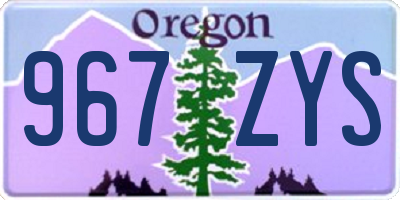 OR license plate 967ZYS