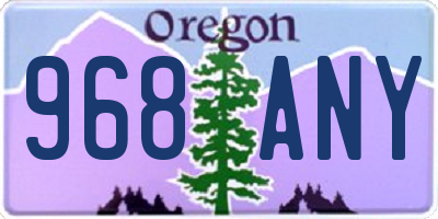 OR license plate 968ANY