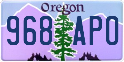 OR license plate 968APO