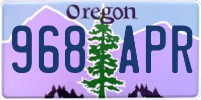 OR license plate 968APR