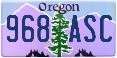 OR license plate 968ASC