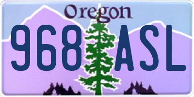 OR license plate 968ASL