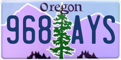 OR license plate 968AYS