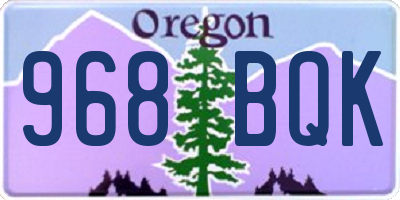 OR license plate 968BQK