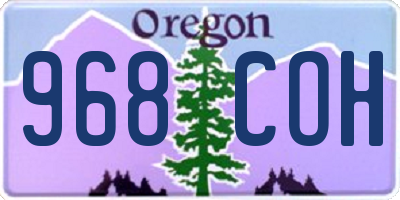 OR license plate 968COH