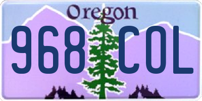 OR license plate 968COL