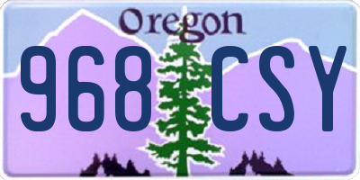 OR license plate 968CSY
