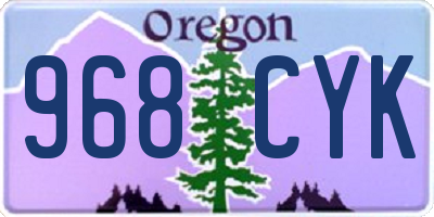 OR license plate 968CYK