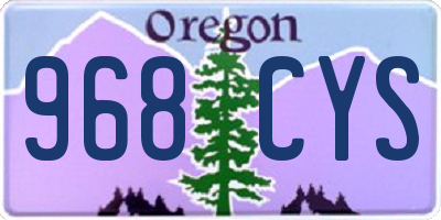 OR license plate 968CYS