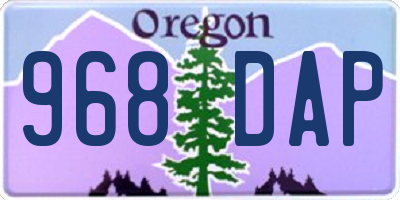 OR license plate 968DAP