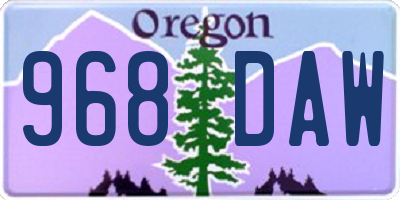 OR license plate 968DAW