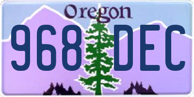 OR license plate 968DEC
