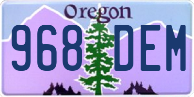 OR license plate 968DEM