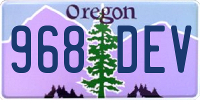 OR license plate 968DEV