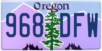 OR license plate 968DFW