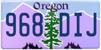 OR license plate 968DIJ