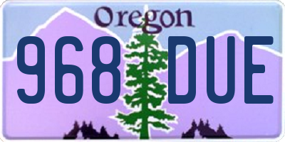 OR license plate 968DUE