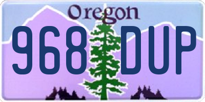 OR license plate 968DUP