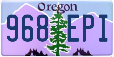 OR license plate 968EPI