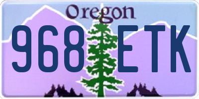 OR license plate 968ETK