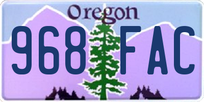 OR license plate 968FAC