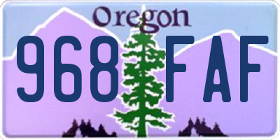 OR license plate 968FAF
