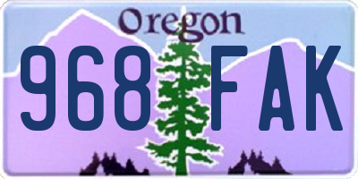 OR license plate 968FAK