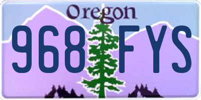 OR license plate 968FYS