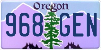 OR license plate 968GEN