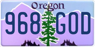 OR license plate 968GOD