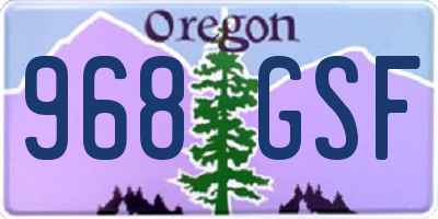 OR license plate 968GSF