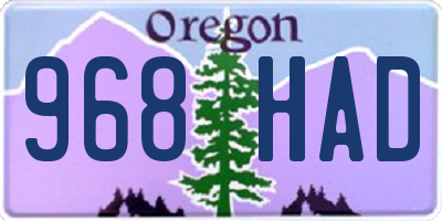 OR license plate 968HAD